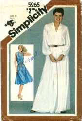 5265  Simplicity FLARE JIFFY ELASTIC WAIST SLEEVES OR NOT DRESS LENGTHS PATTERN 10 UNCUT